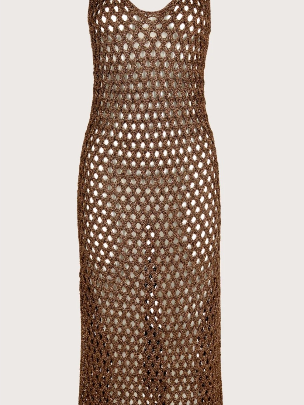 Brown Crochet Swim Coverup Maxi Dress
